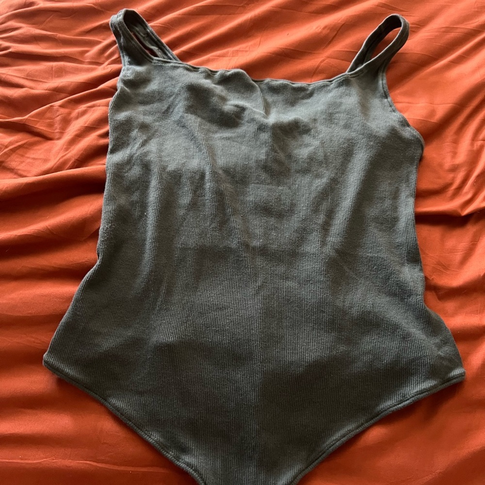 SKIMS Blue/Gray ribbed bodysuit